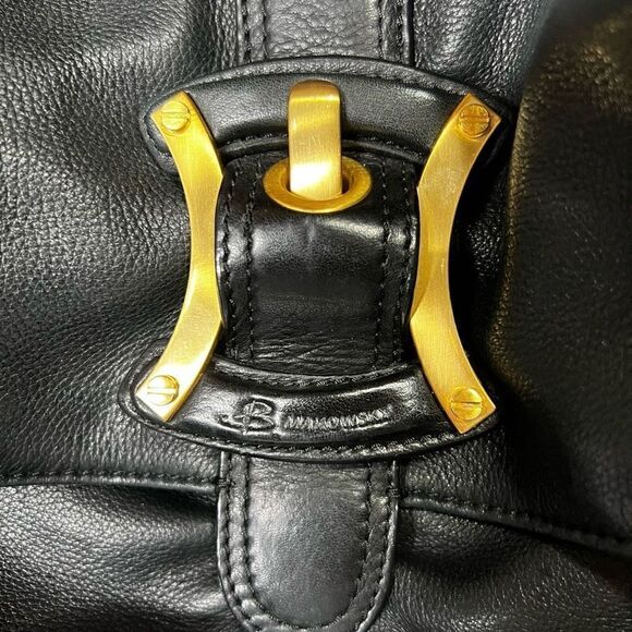 B. Makowsky Women's Black 100% Genuine Leather Hobo Shoulder Bag - Picture 2 of 16